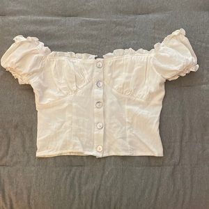 Women’s Frill Trim Buttoned-Down CropTop